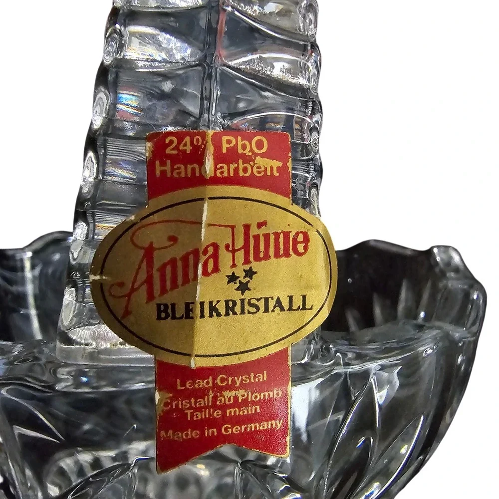Anna Hutte Bleikristall 24% Lead Crystal Basket Hand Cut West Germany 4in